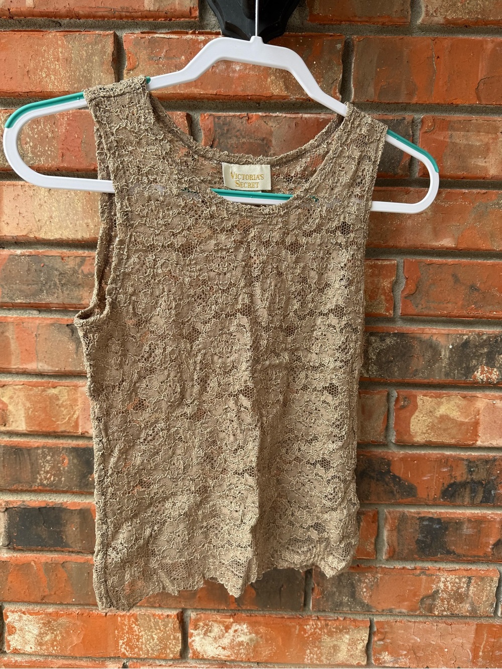 Vintage Victoria's Secret Sheer Lace Tank Top Gold label M